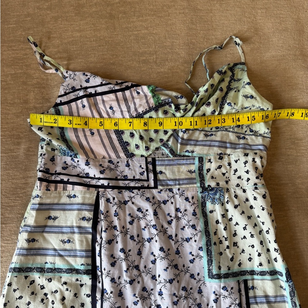 LOFT 12 Petite White and Blue Twist Patchwork Cami Mini Dress Sundress - Picture 10 of 11